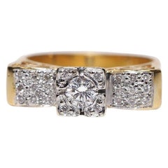 Anello decorato con diamanti naturali in oro 18 carati, vintage CIRCA gli anni '80