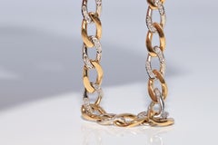 Vintage Circa 1980s 18k Gold Natural Diamond Decorated Rope Design Bracelet