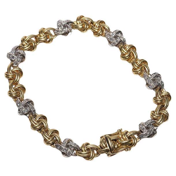 Vintage Circa 1980s 18k Gold Natural Diamond Decorated Rope Stye ...