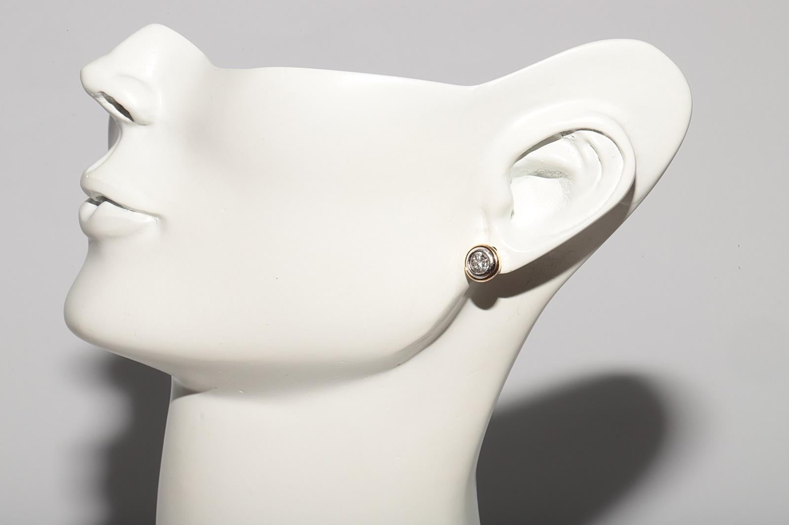 Vintage Circa 1980s 18k Gold Natural Diamond Decorated Solitaire Earring For Sale 9