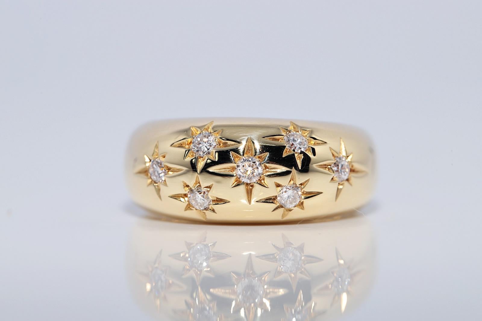 Vintage CIRCA 1980er Jahre 18k Gold natürlichen Diamanten verziert Star Design Strong Ring im Angebot 4