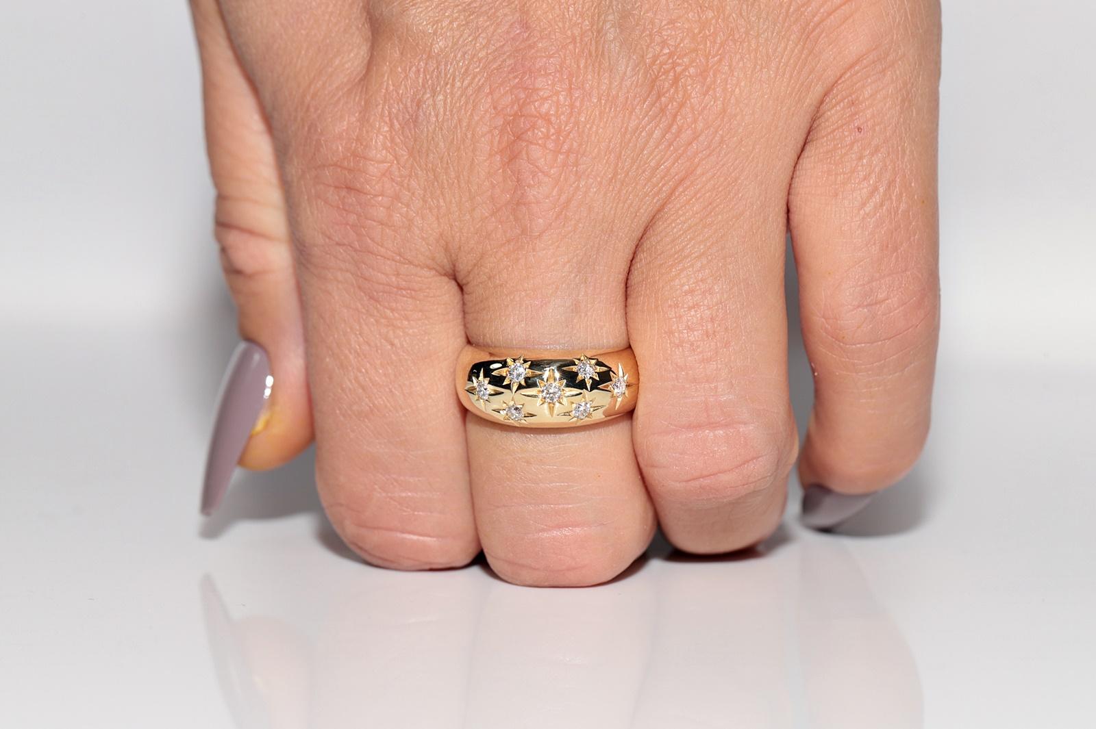 Vintage CIRCA 1980er Jahre 18k Gold natürlichen Diamanten verziert Star Design Strong Ring im Angebot 9