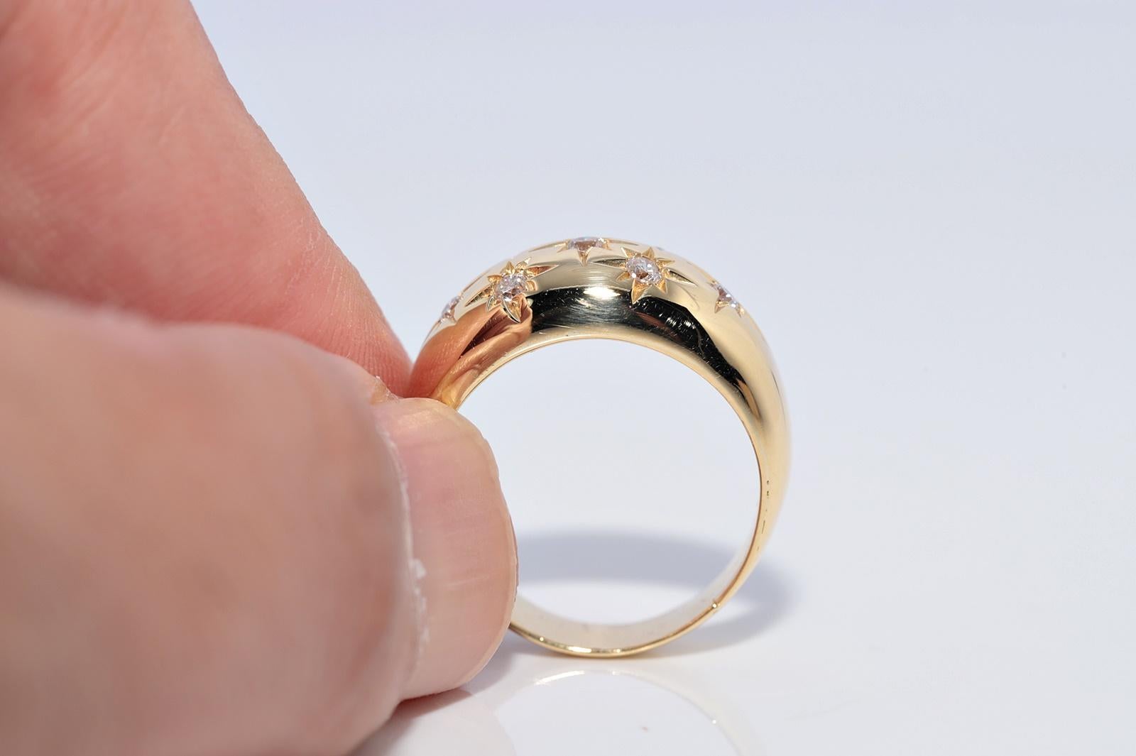 Vintage CIRCA 1980er Jahre 18k Gold natürlichen Diamanten verziert Star Design Strong Ring Damen im Angebot