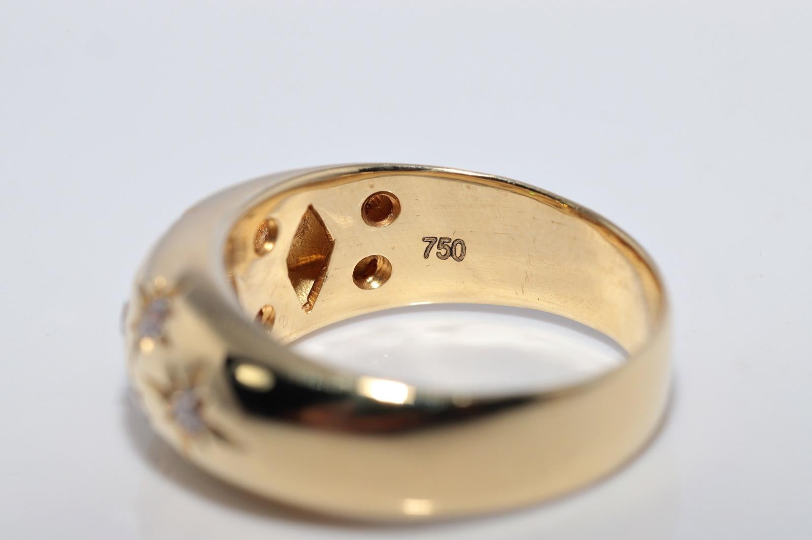 Vintage CIRCA 1980er Jahre 18k Gold natürlichen Diamanten verziert Star Design Strong Ring im Angebot 3