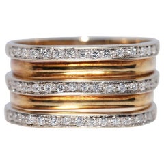 Anello Stron d
oro naturale decorato con diamanti, vintage, anni 
80, 18 ct.