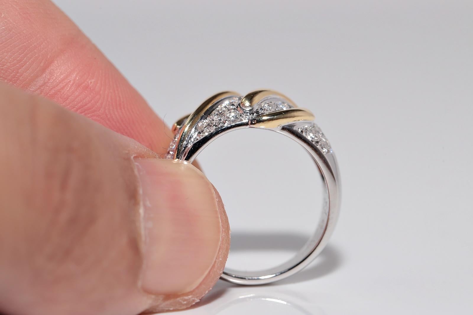 Vintage Circa 1980er Jahre 18k Gold Natürlicher Diamant Dekorierter starker Bandring im Angebot 4