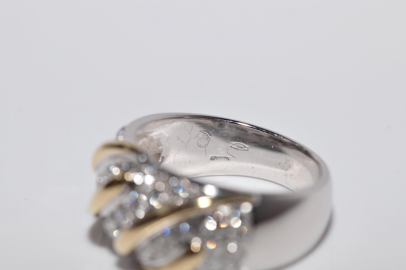 Vintage Circa 1980er Jahre 18k Gold Natürlicher Diamant Dekorierter starker Bandring im Angebot 5