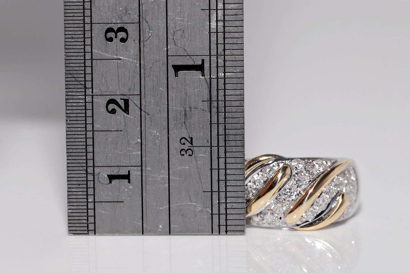 Vintage Circa 1980er Jahre 18k Gold Natürlicher Diamant Dekorierter starker Bandring im Angebot 6