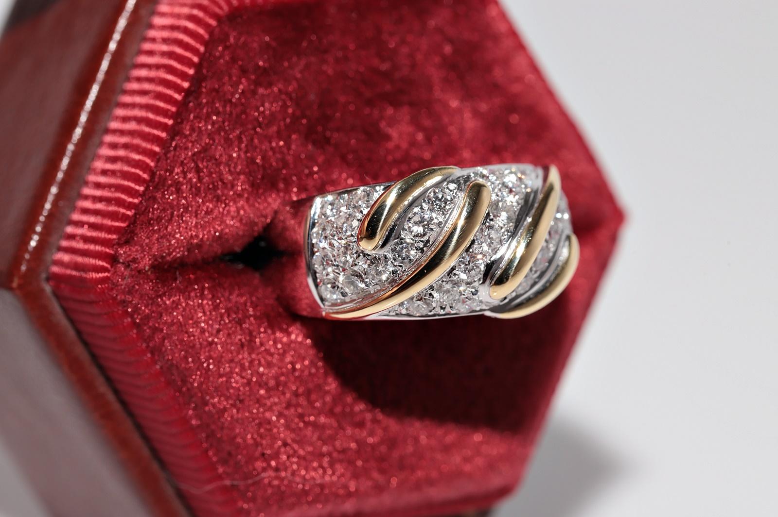 Vintage Circa 1980er Jahre 18k Gold Natürlicher Diamant Dekorierter starker Bandring (Retro) im Angebot