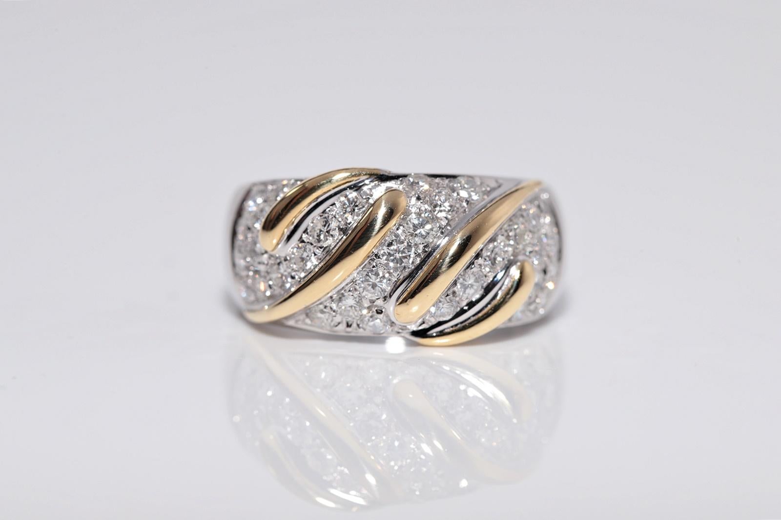 Vintage Circa 1980er Jahre 18k Gold Natürlicher Diamant Dekorierter starker Bandring im Zustand „Gut“ im Angebot in Fatih/İstanbul, 34