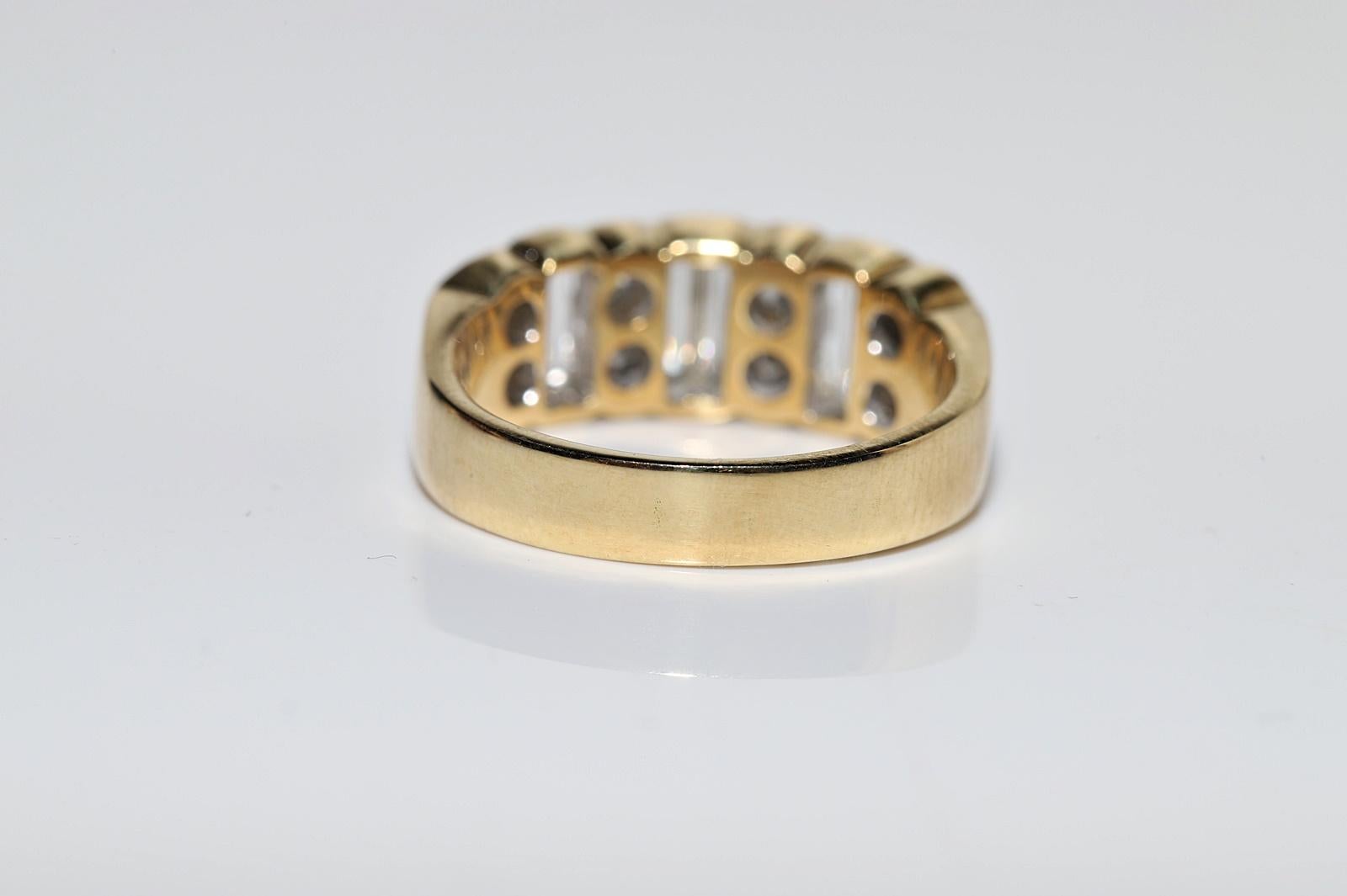 Vintage Circa 1980s 18k Gold Natural Diamond Decorated Strong Band Ring For Sale 1