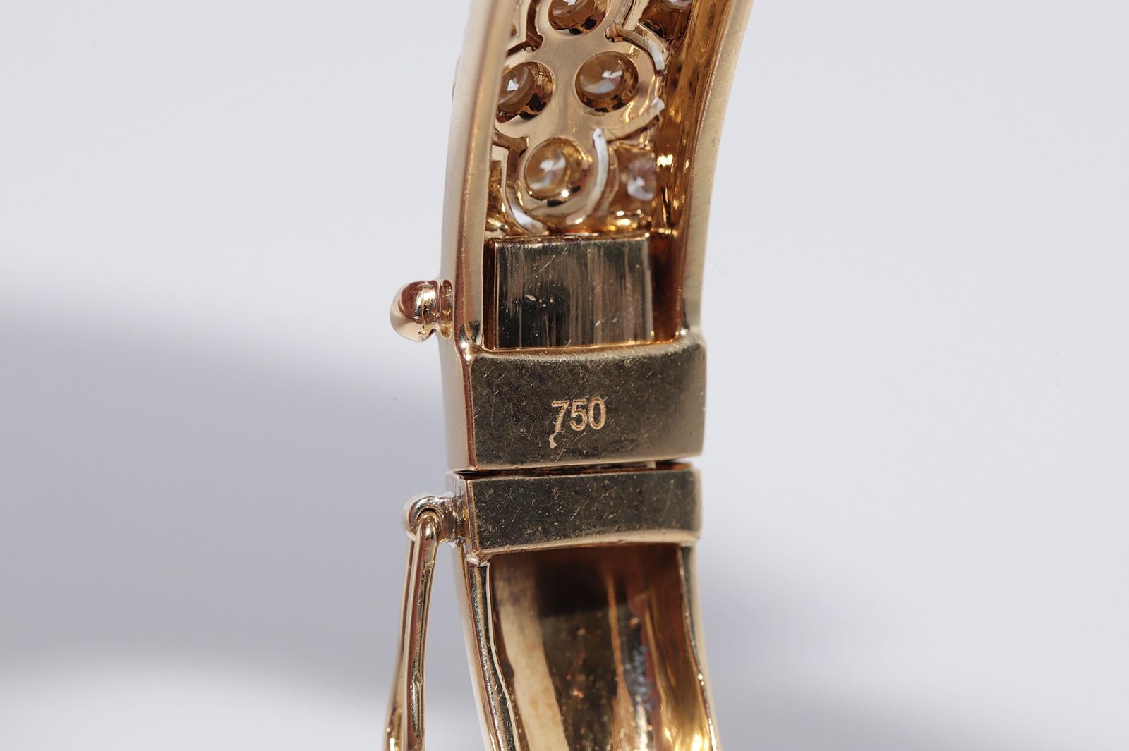 Vintage CIRCA 1980er Jahre 18k Gold natürlichen Diamanten verziert starke Armreif-Armband im Angebot 5