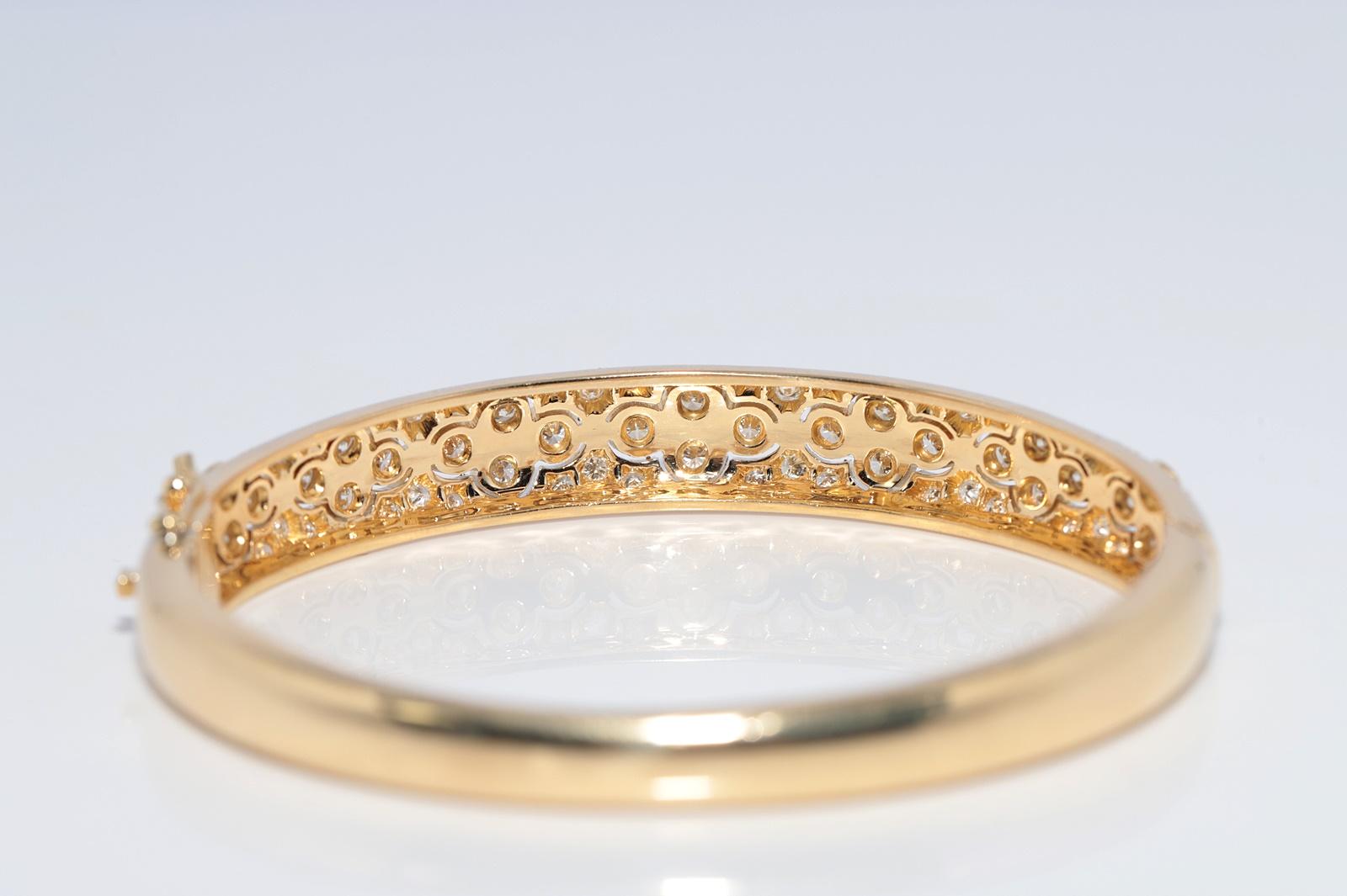 Vintage CIRCA 1980er Jahre 18k Gold natürlichen Diamanten verziert starke Armreif-Armband im Angebot 6