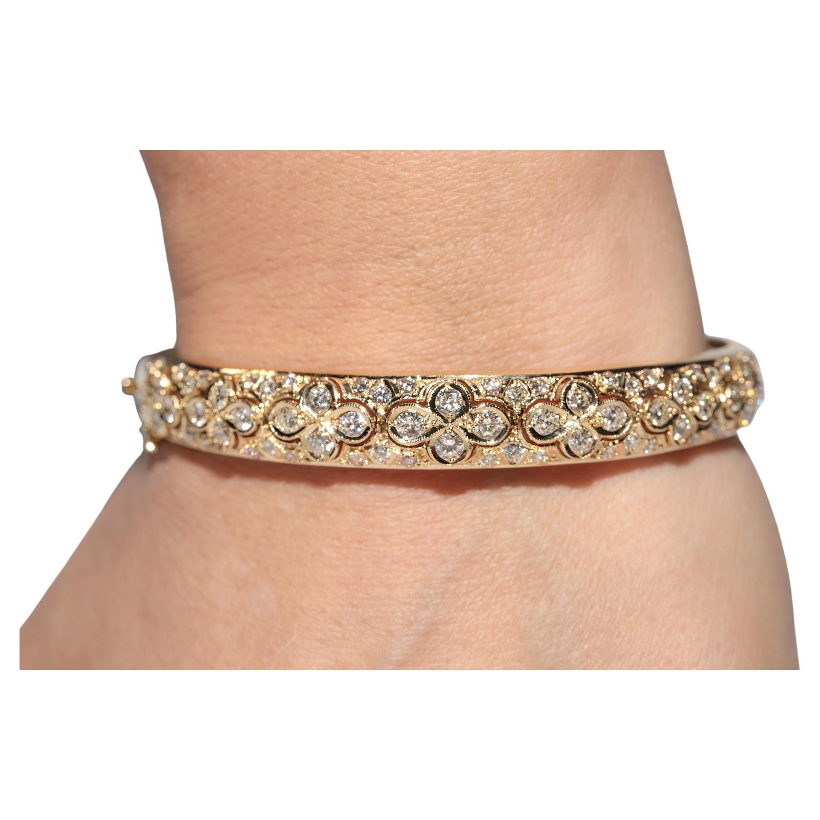 Bracciale forte in oro 18k decorato con diamanti naturali, vintage, anni 
80, Vintage By