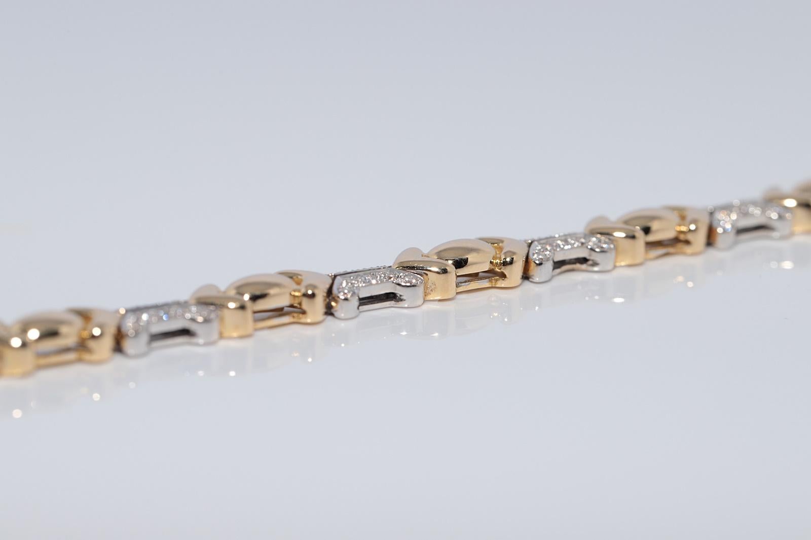 Vintage CIRCA 1980s 18k Gold natürlichen Diamanten verziert starke Armband im Angebot 7