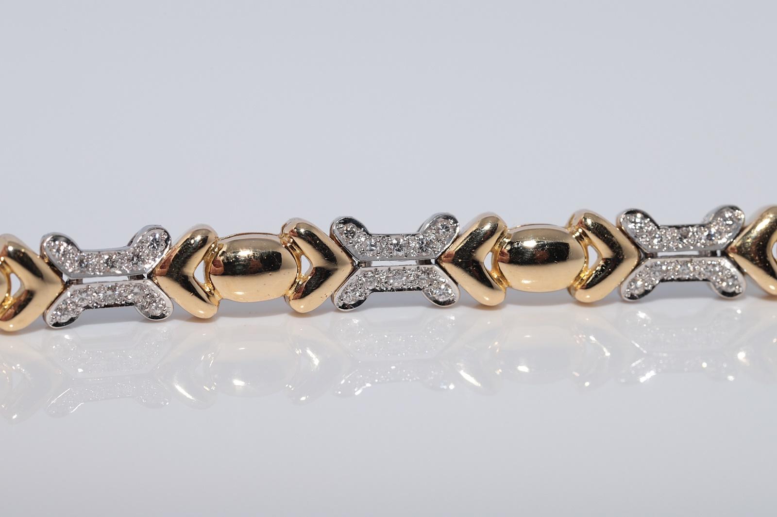 Vintage CIRCA 1980s 18k Gold natürlichen Diamanten verziert starke Armband im Angebot 8