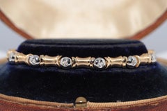 Vintage Circa 1980s 18k Gold Natural Diamond Decorated Strong Bracelet