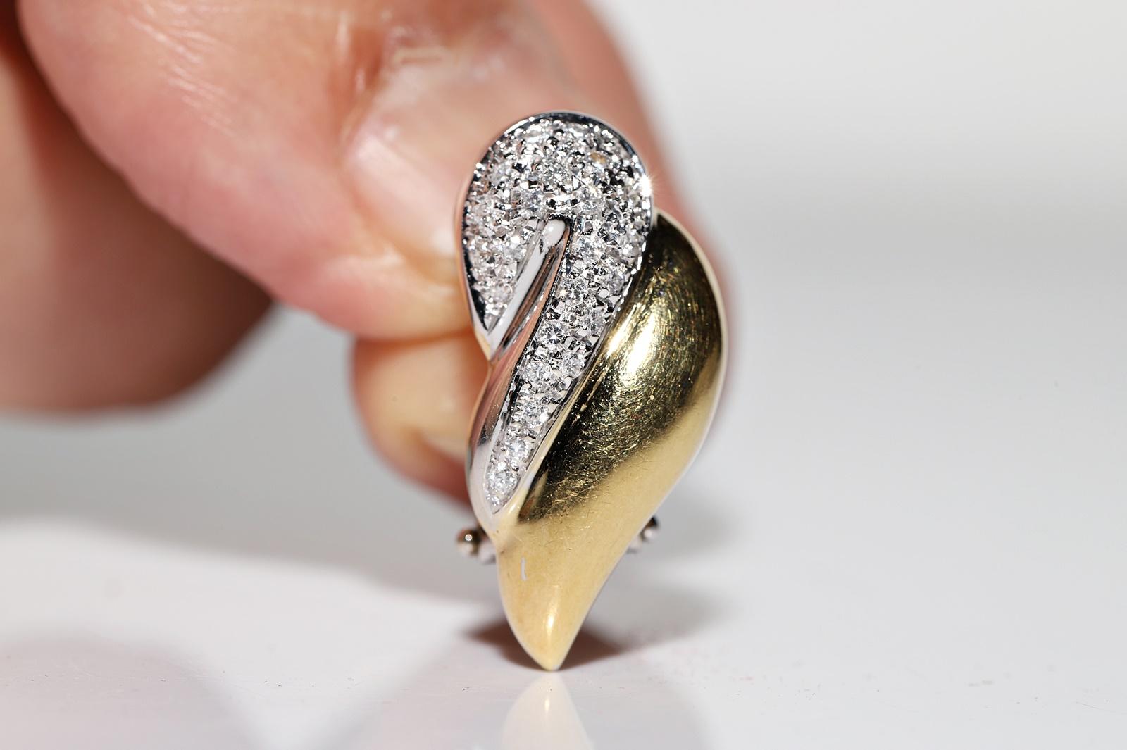 Vintage CIRCA 1980er Jahre 18k Gold NaturaL Diamant verziert starke Ohrring im Zustand „Gut“ im Angebot in Fatih/İstanbul, 34