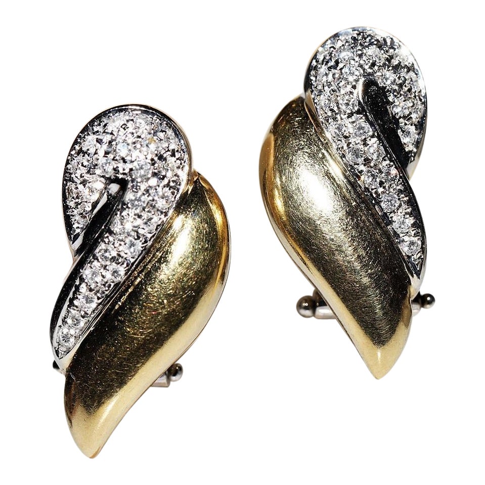Orecchino forte in oro 18k NatureL decorato con diamanti, CIRCA 1980