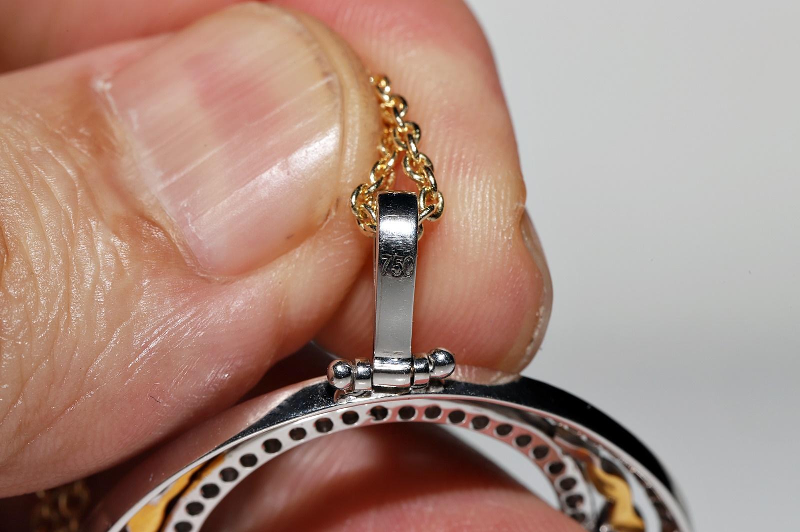 Vintage Circa 1980er Jahre 18k Gold Natürlicher Diamant Dekorierter starker Anhänger Halskette im Angebot 4
