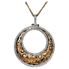 Collar Colgante Fuerte Vintage Circa 1980s Oro 18k Decorado con Diamantes Naturales