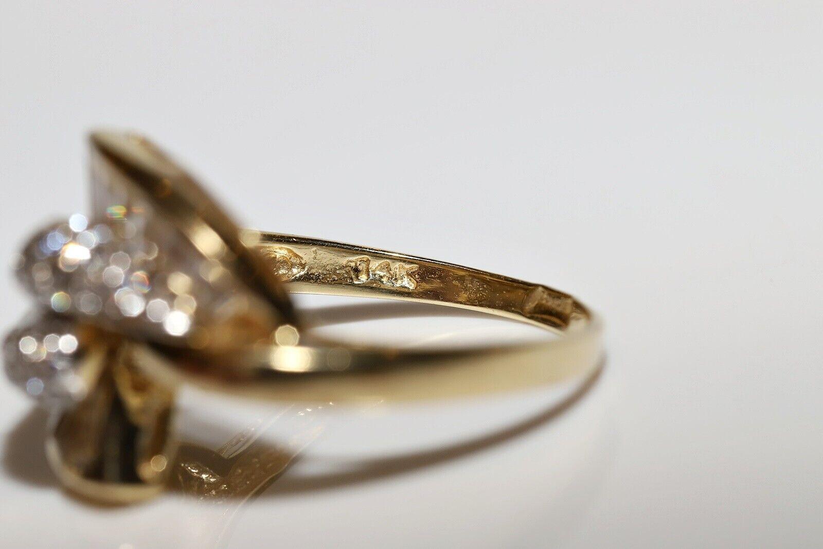 Vintage Circa 1980er Jahre 14k Gold Natürlicher Diamant Dekorierter starker Ring im Angebot 4