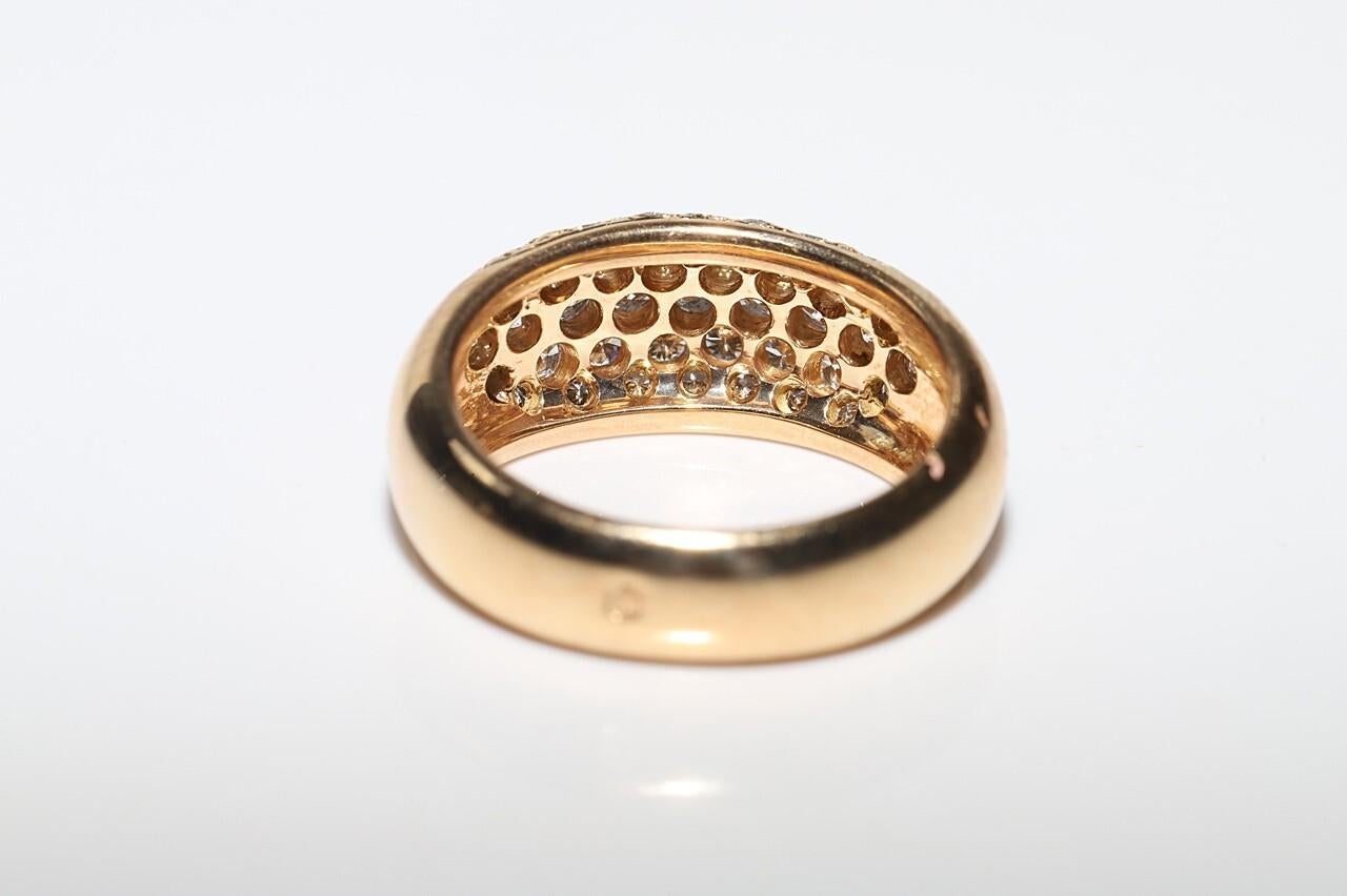 Anello forte decorato con diamanti naturali in oro 18 carati CIRCA gli anni '80 in vendita 4