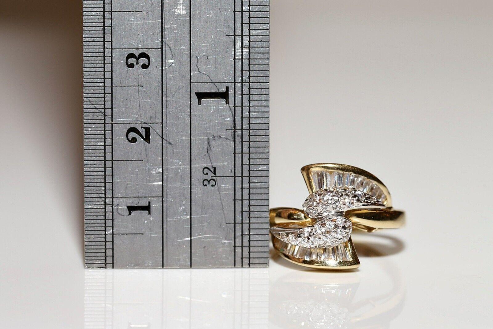 Vintage Circa 1980er Jahre 14k Gold Natürlicher Diamant Dekorierter starker Ring im Angebot 5