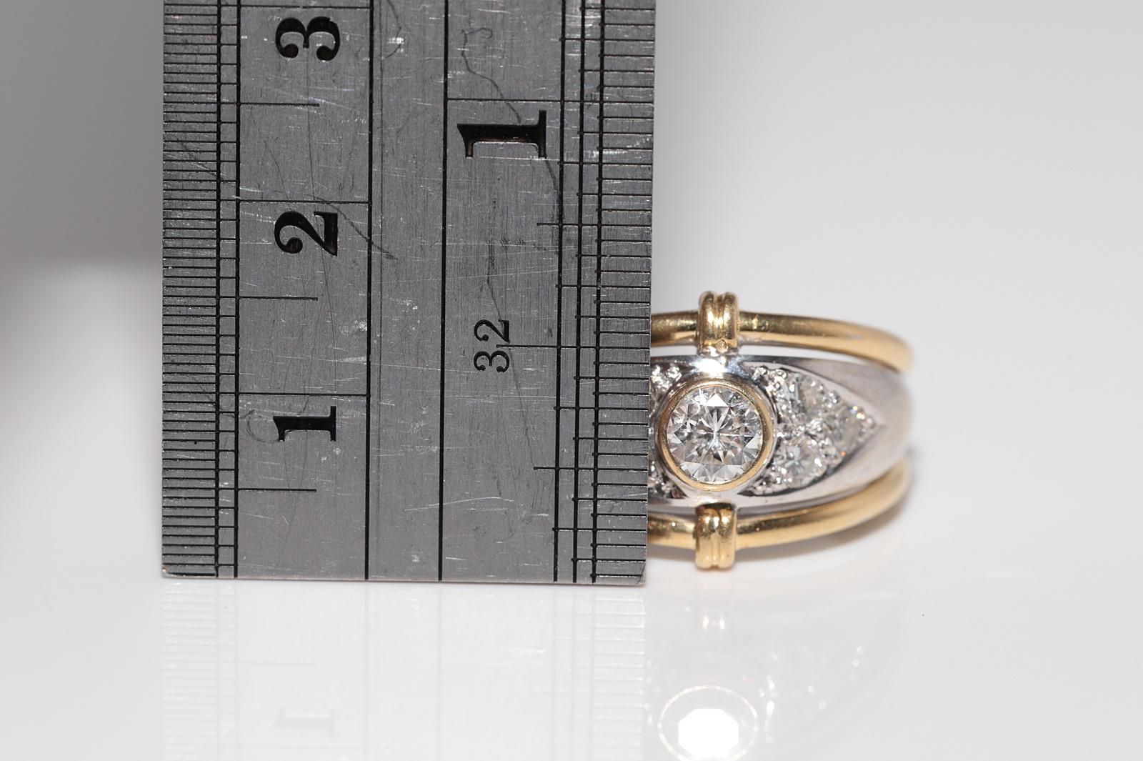 Vintage Circa 1980er Jahre 18k Gold Natürlicher Diamant Dekorierter starker Ring im Angebot 5