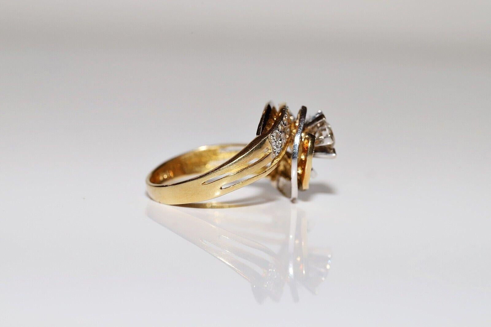 Anello forte decorato con diamanti naturali in oro 18 carati CIRCA gli anni '80 in vendita 5