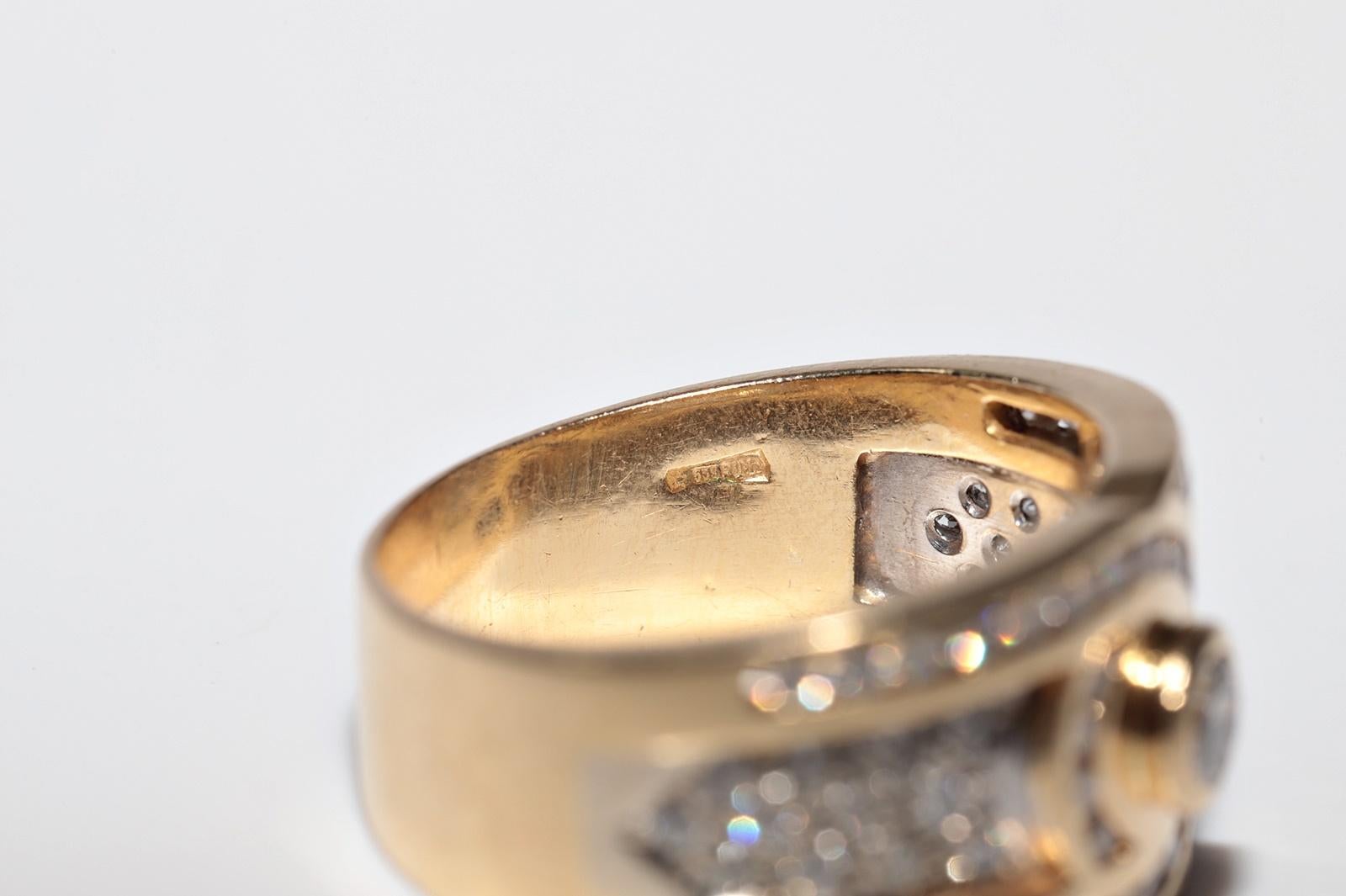 Vintage Circa 1980er Jahre 18k Gold Natürlicher Diamant Dekorierter starker Ring im Angebot 6