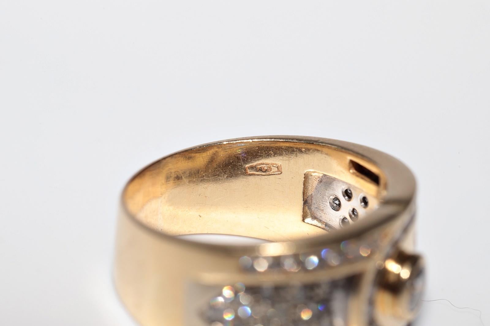 Vintage Circa 1980er Jahre 18k Gold Natürlicher Diamant Dekorierter starker Ring im Angebot 7