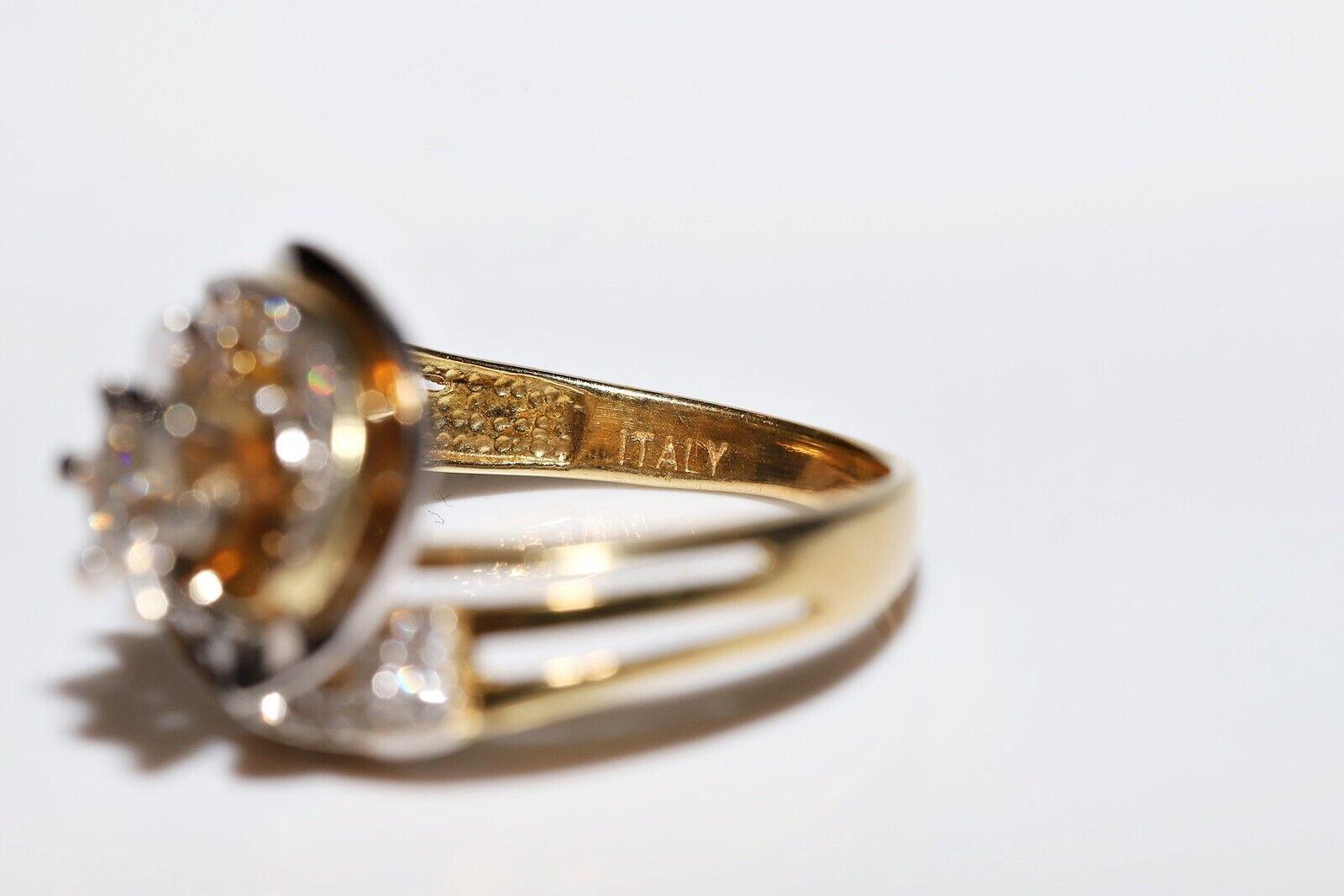 Anello forte decorato con diamanti naturali in oro 18 carati CIRCA gli anni '80 in vendita 7
