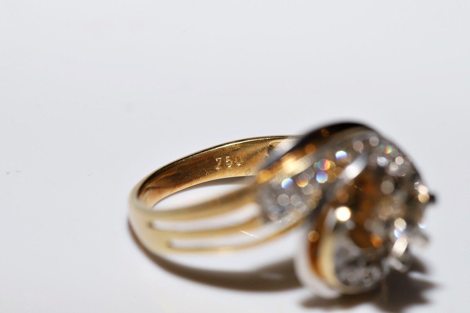 Anello forte decorato con diamanti naturali in oro 18 carati CIRCA gli anni '80 in vendita 8