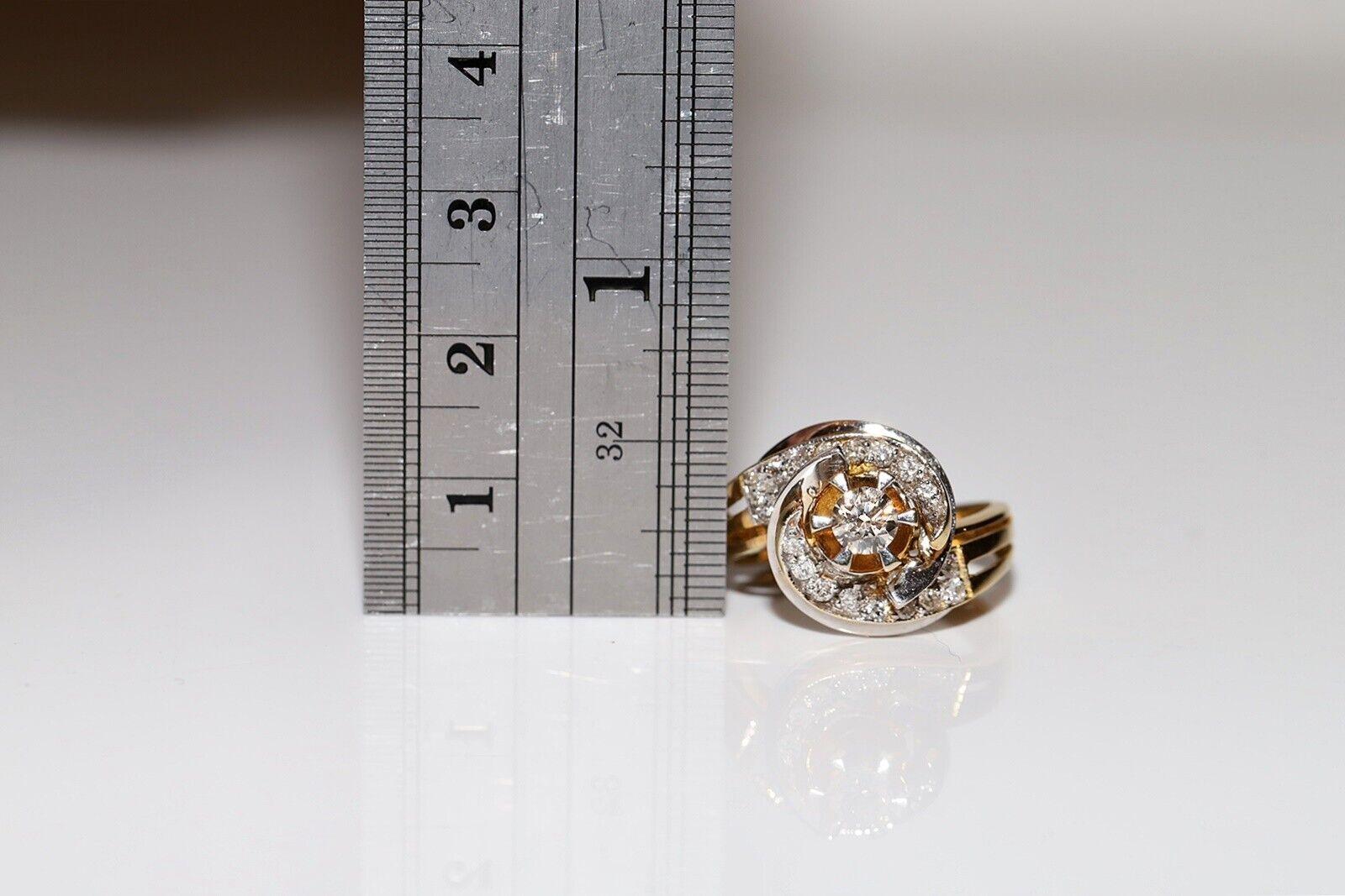 Vintage Circa 1980er Jahre 18k Gold Natürlicher Diamant Dekorierter starker Ring im Angebot 9