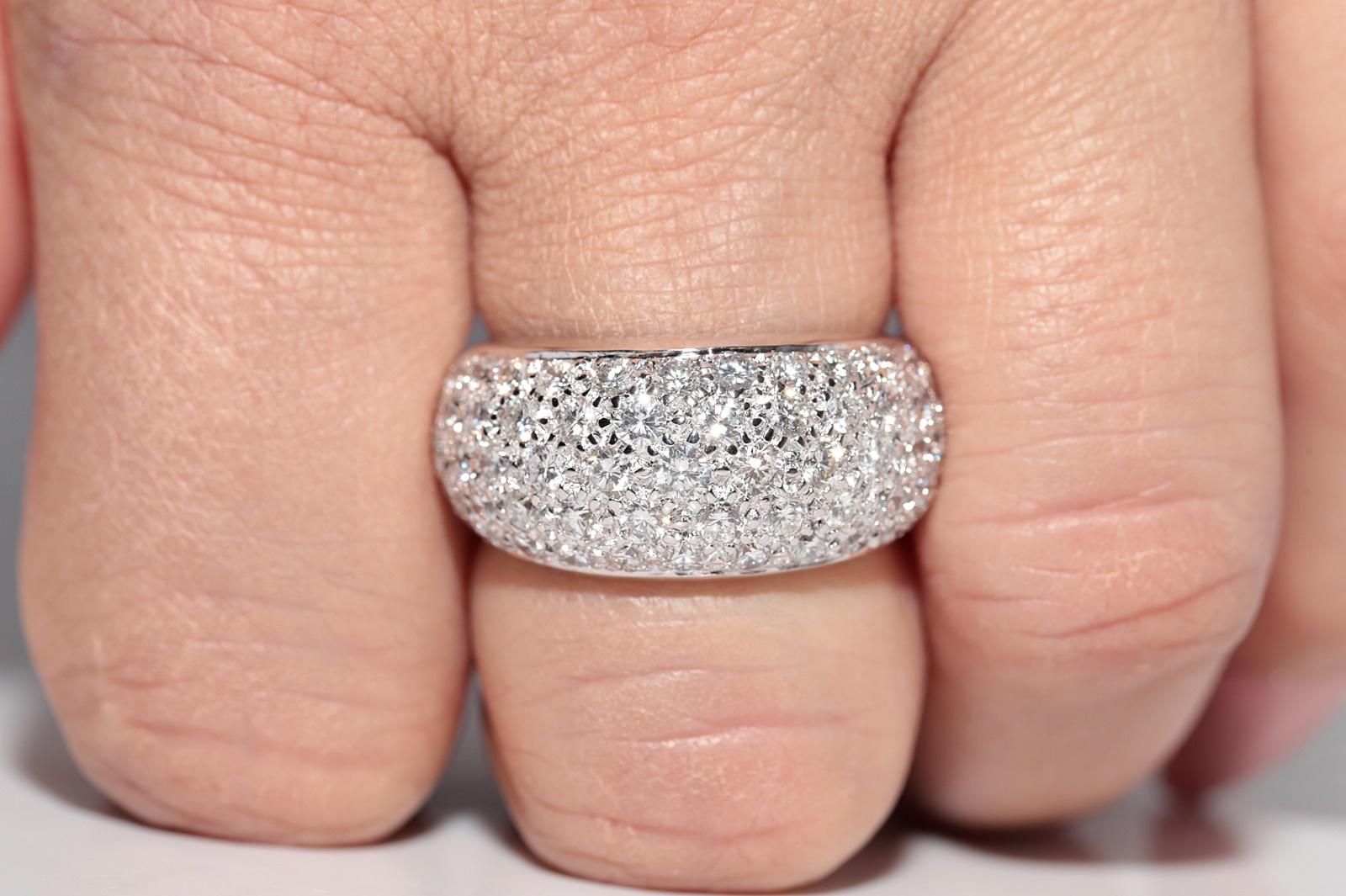Anello forte decorato con diamanti naturali in oro 18 carati CIRCA gli anni '80 in vendita 9