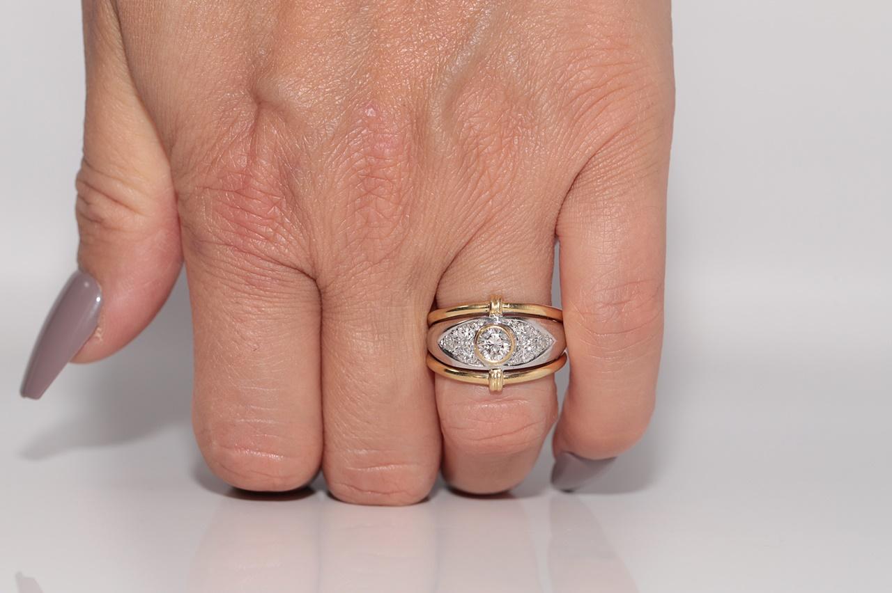 Vintage Circa 1980er Jahre 18k Gold Natürlicher Diamant Dekorierter starker Ring im Angebot 9