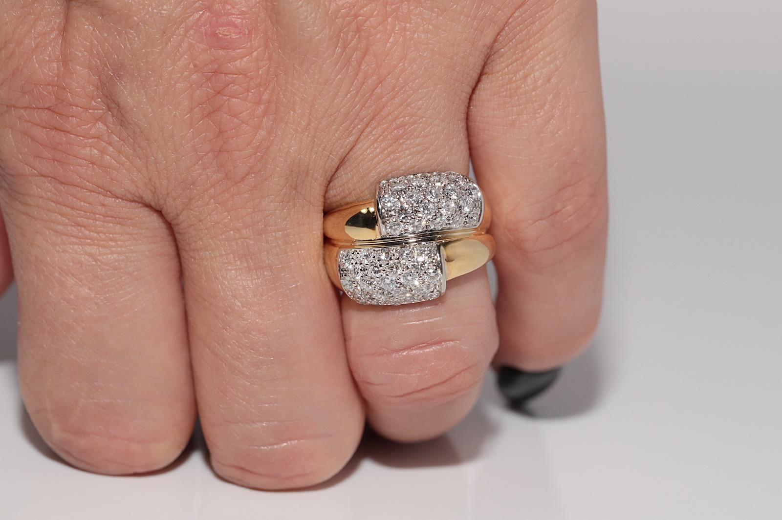Anello forte decorato con diamanti naturali in oro 18 carati CIRCA gli anni '80 in vendita 9