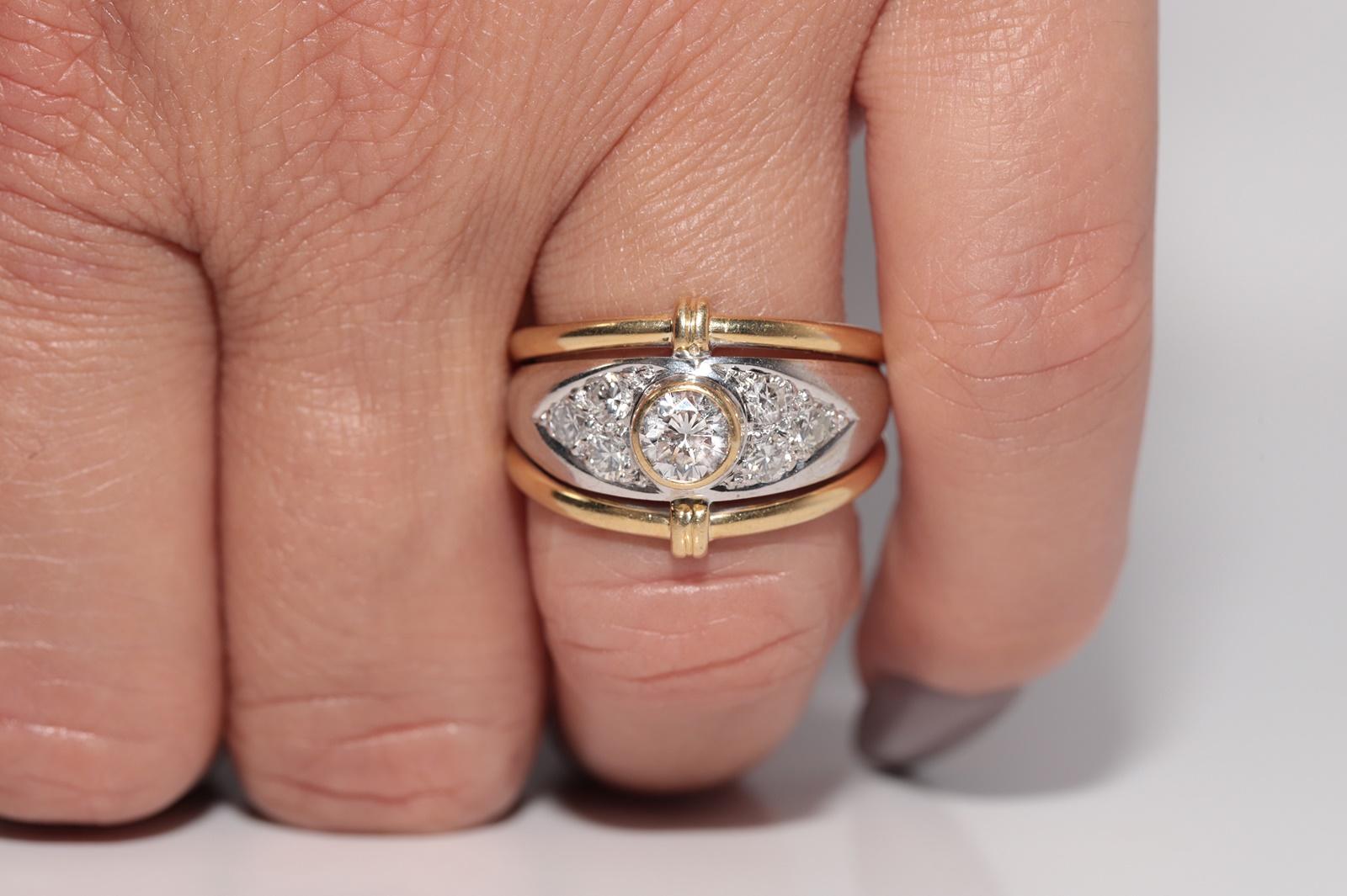 Vintage Circa 1980er Jahre 18k Gold Natürlicher Diamant Dekorierter starker Ring im Angebot 10