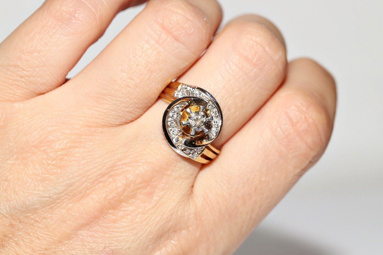 Vintage Circa 1980er Jahre 18k Gold Natürlicher Diamant Dekorierter starker Ring im Angebot 12