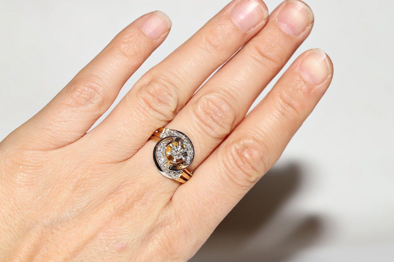 Vintage Circa 1980er Jahre 18k Gold Natürlicher Diamant Dekorierter starker Ring im Angebot 13