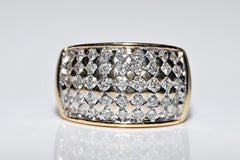 Vintage Circa 1980s 18k Gold Natural Diamond Decorated Strong Ring