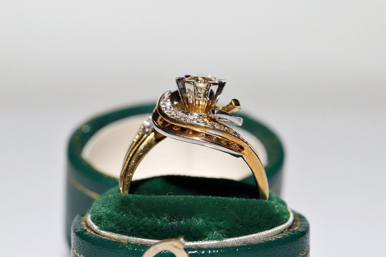 Vintage Circa 1980er Jahre 18k Gold Natürlicher Diamant Dekorierter starker Ring (Retro) im Angebot