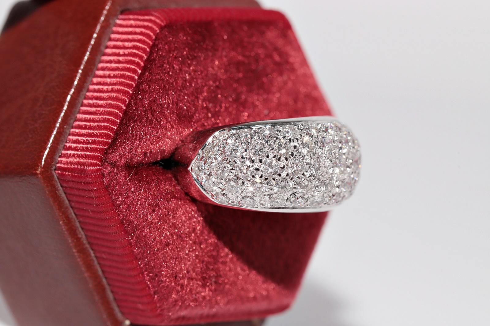 Rétro Anello forte decorato con diamanti naturali in oro 18 carati CIRCA gli anni '80 in vendita