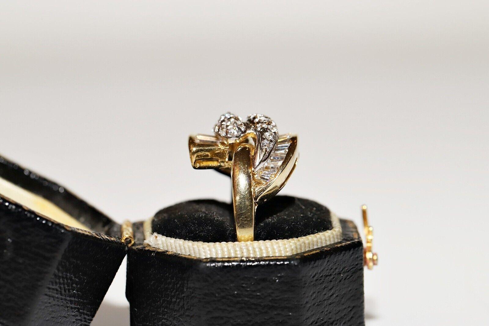 Vintage Circa 1980er Jahre 14k Gold Natürlicher Diamant Dekorierter starker Ring im Zustand „Gut“ im Angebot in Fatih/İstanbul, 34