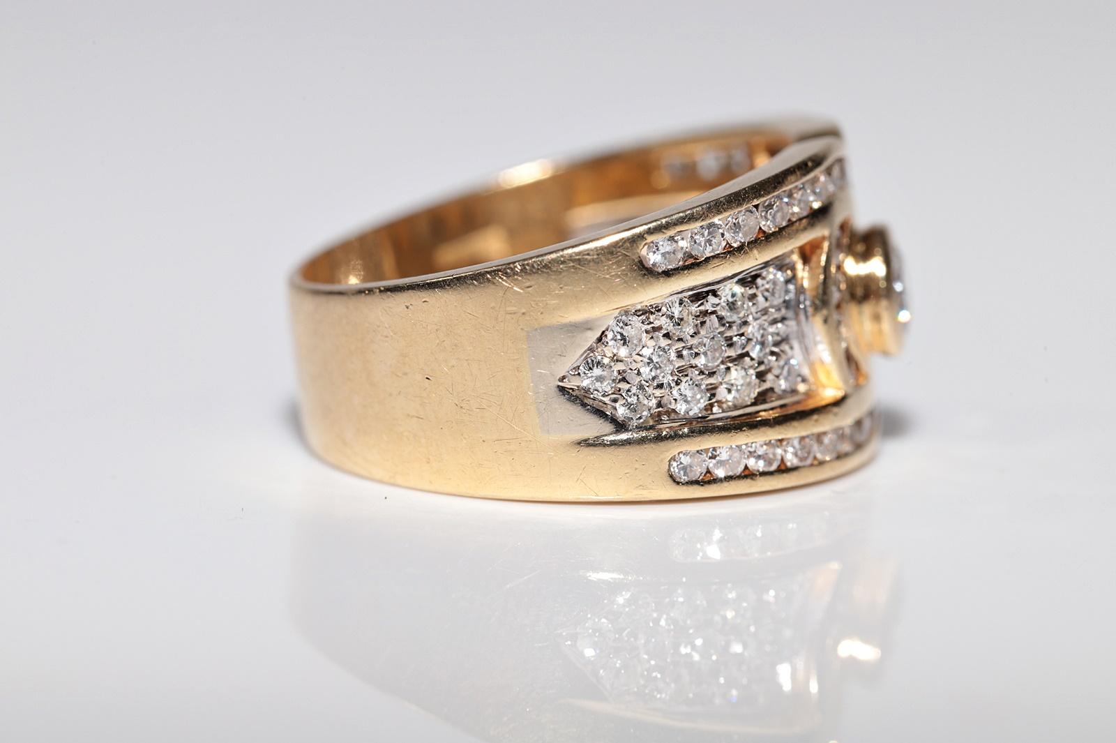 Vintage Circa 1980er Jahre 18k Gold Natürlicher Diamant Dekorierter starker Ring im Zustand „Gut“ im Angebot in Fatih/İstanbul, 34