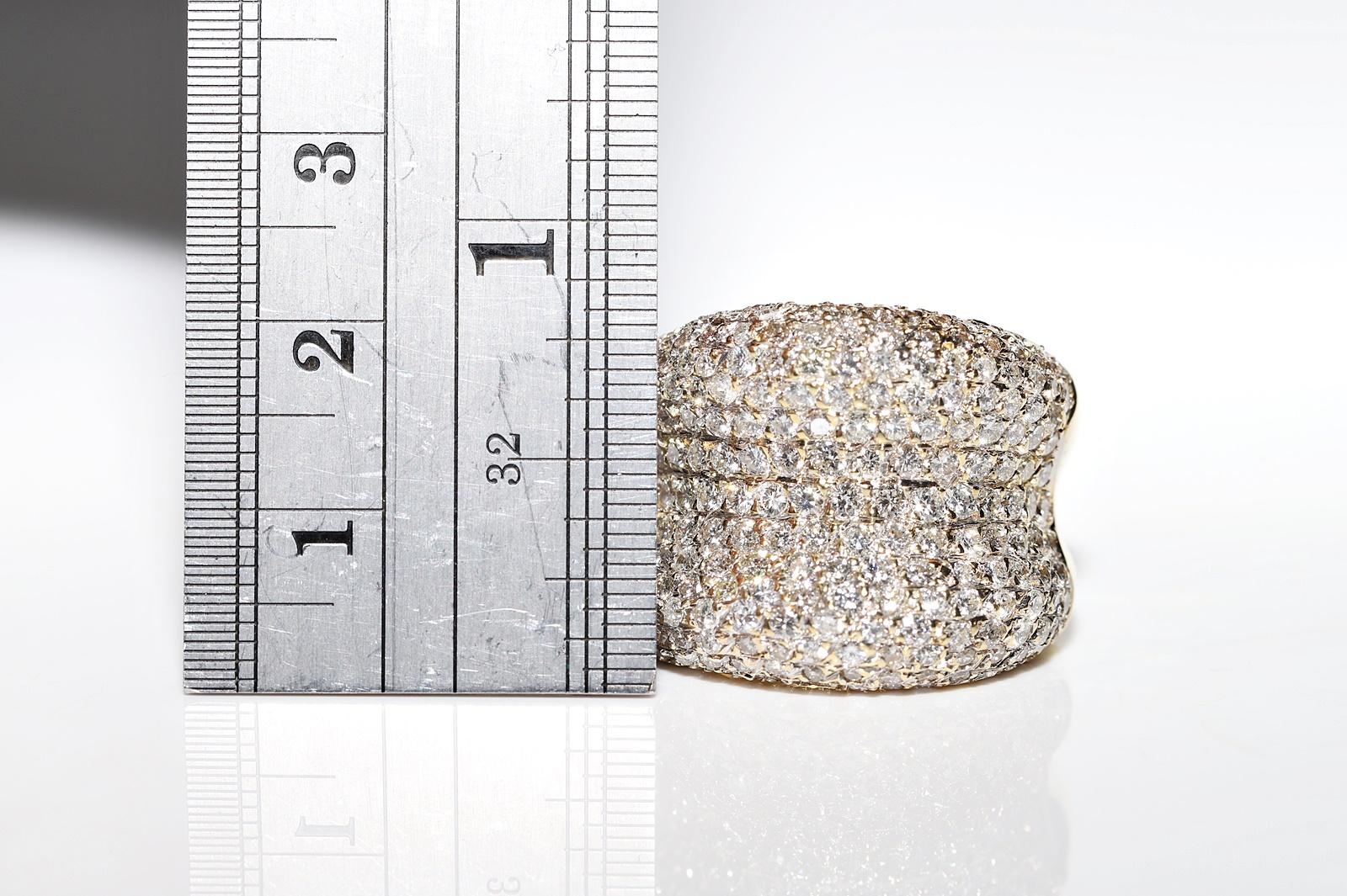Anello forte decorato con diamanti naturali in oro 18 carati CIRCA gli anni '80 In condizioni buone in vendita a Fatih/İstanbul, 34