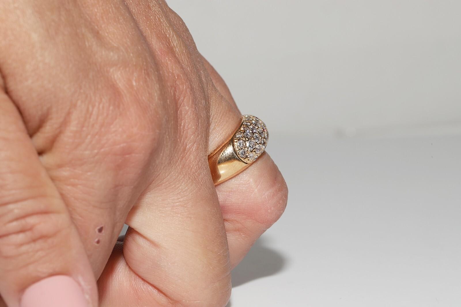 Anello forte decorato con diamanti naturali in oro 18 carati CIRCA gli anni '80 In condizioni buone in vendita a Fatih/İstanbul, 34