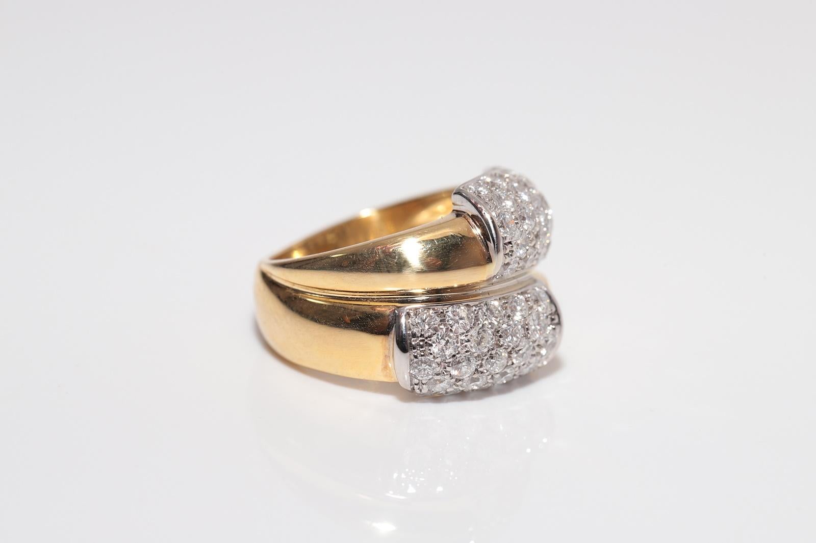 Anello forte decorato con diamanti naturali in oro 18 carati CIRCA gli anni '80 In condizioni buone in vendita a Fatih/İstanbul, 34
