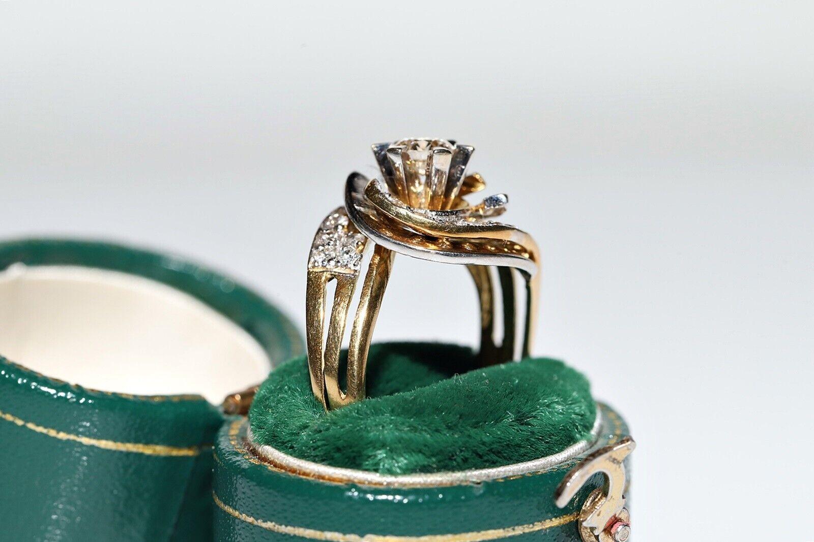 Anello forte decorato con diamanti naturali in oro 18 carati CIRCA gli anni '80 In condizioni buone in vendita a Fatih/İstanbul, 34